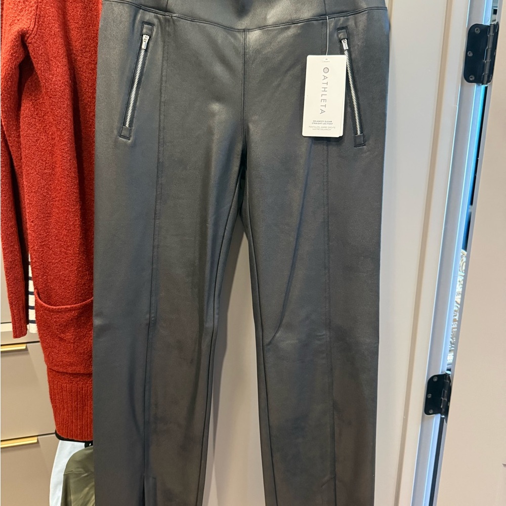Athleta Charcoal Faux Leather Pants